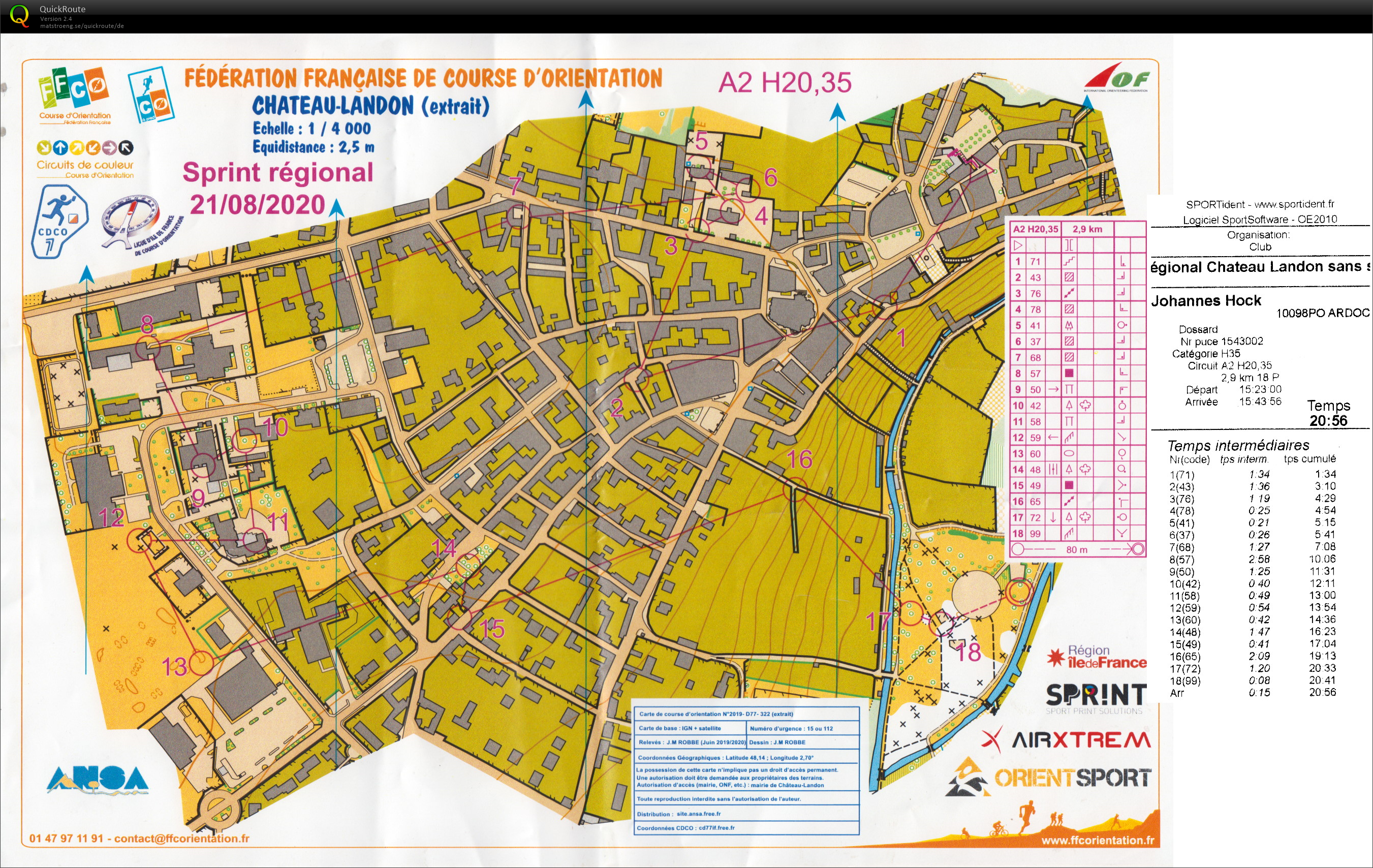 Sprint régional Château-Landon (21-08-2020)