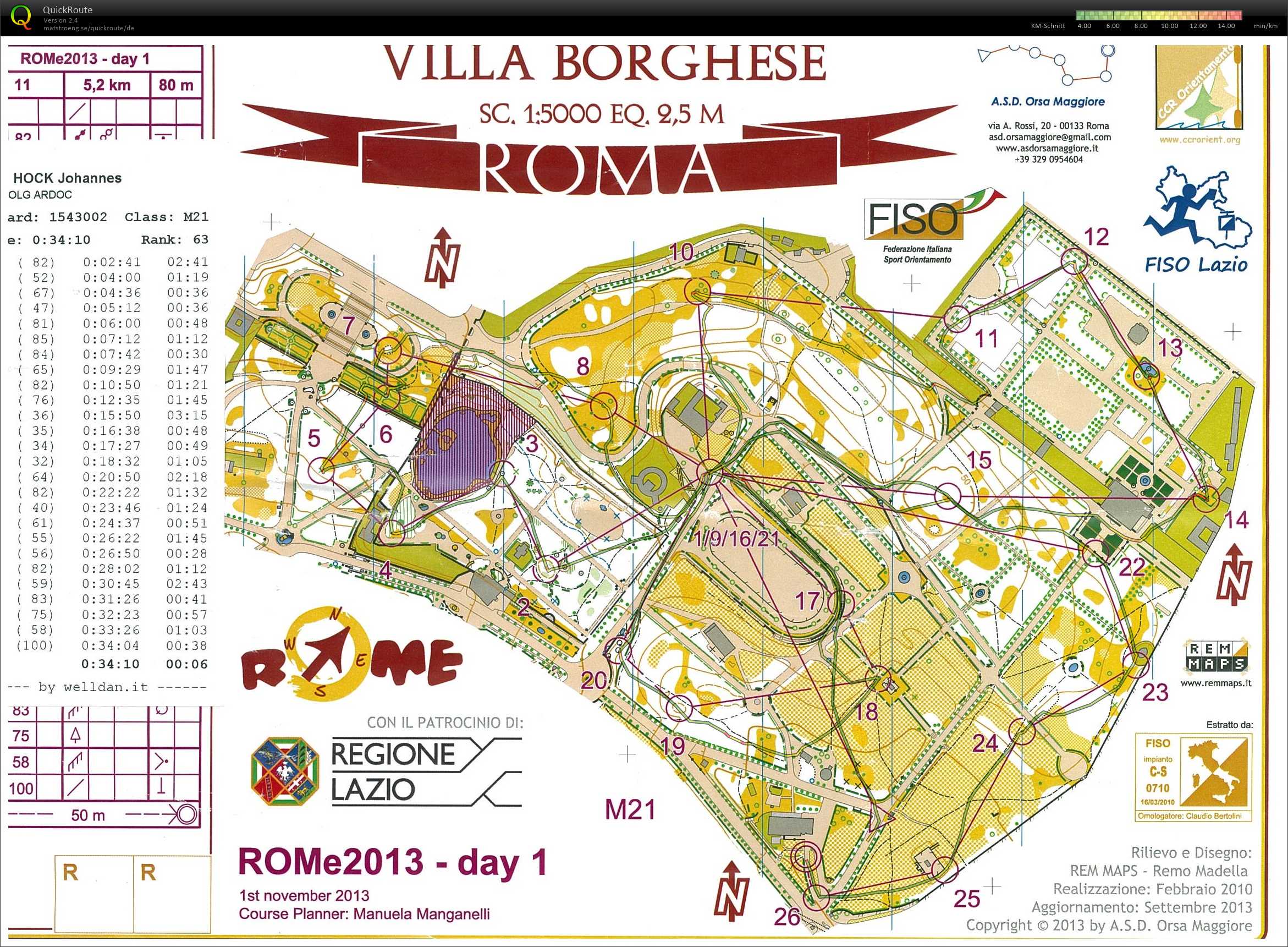 Rome Orienteering Meeting 2013 - Etappe 1 (01-11-2013)