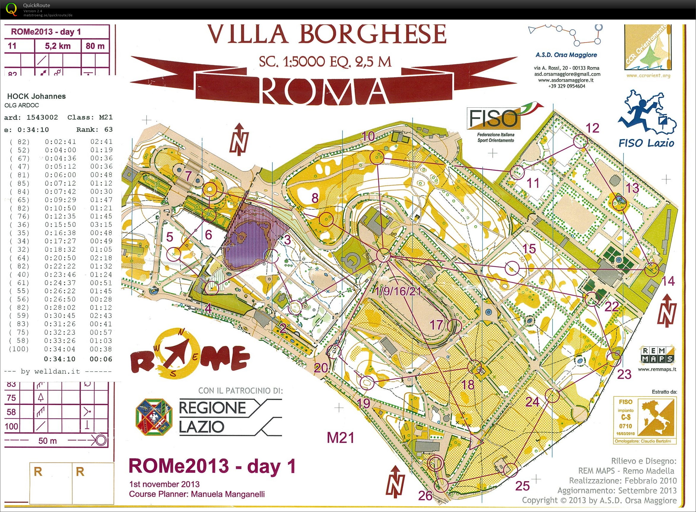 Rome Orienteering Meeting 2013 - Etappe 1 (2013-11-01)