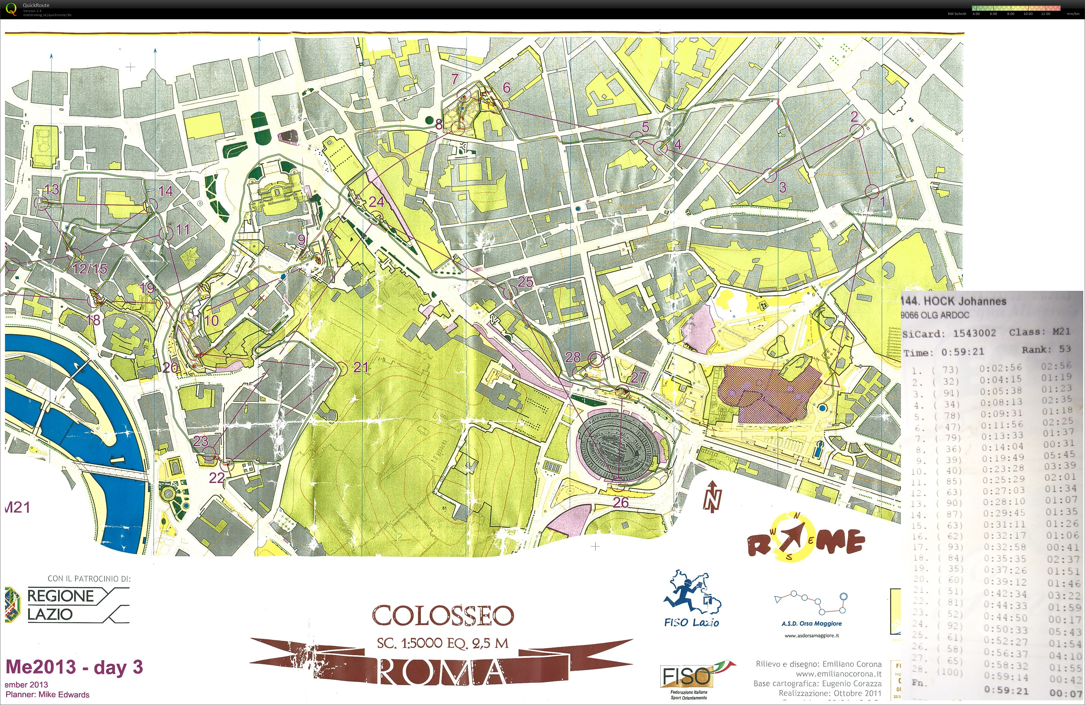 Rome Orienteering Meeting 2013 - Etappe 3 (03.11.2013)
